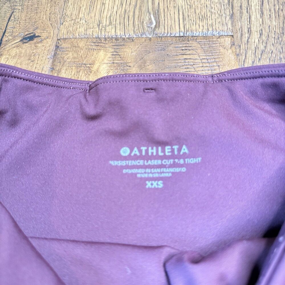 Lot of 3 Athleta Legging Bundle 7/8 Tight Womens Size XXS Burgundy, Orange - Picture 4 of 11